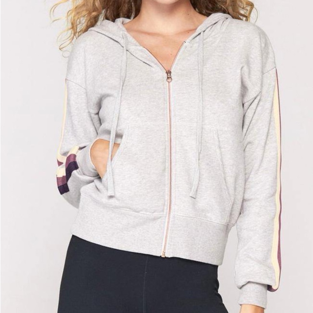 Spiritual Gangster Tallulah Happy hoodie in gray XS rose gold zip up